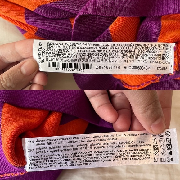 Zara Striped Cropped Knit Sweater M Purple & Orange - Picture 8 of 10